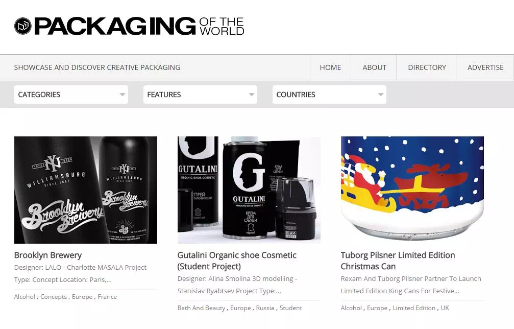 packaging of the world - packaging design website