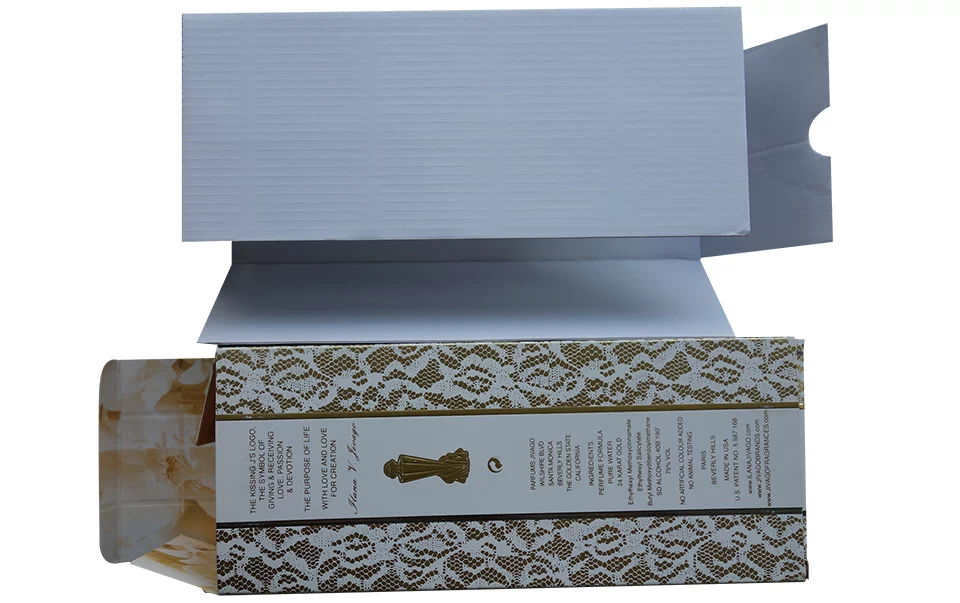 custom perfume paper box with corrugated paperboard insert