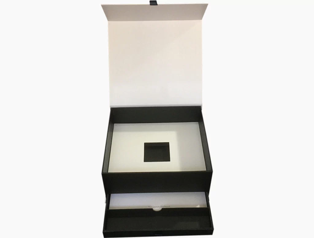 rigid paper box with drawer and magnet