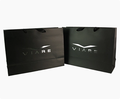 luxury paper bag with the silver metallic logo, custom paper bag